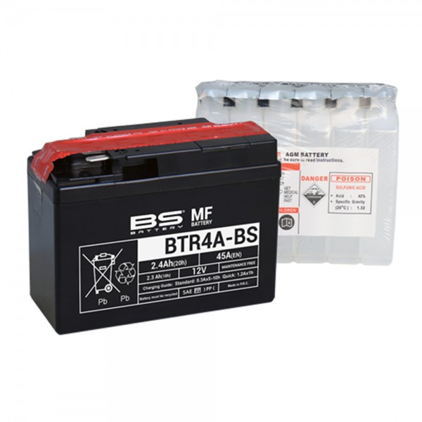 Μπαταρία BTR4A-BS Κλειστού Τύπου με Υγρά 12v 2.4Ah BS-Battery