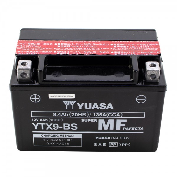 Μπαταρία YTX9-BS Κλειστού Τύπου με Υγρά Yuasa 12v 8Ah Μαύρο Κουτί