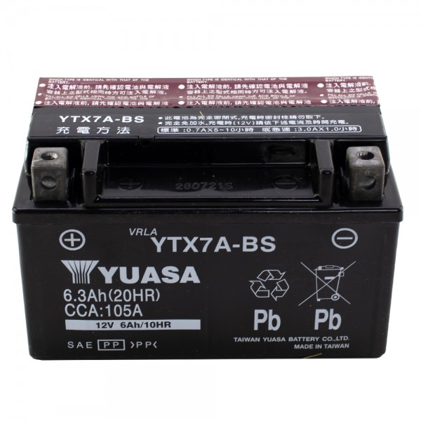 Μπαταρία YTX7A-BS Κλειστού Τύπου με Υγρά Yuasa 12v 6Ah