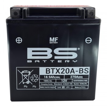 Μπαταρία BTX20A-BS Κλειστού Τύπου με Υγρά BS-BATTERY 18.9Ah 270A