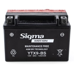 Μπαταρία YTX9-BS Κλειστού Τύπου με Υγρά Sigma 12v 8Ah