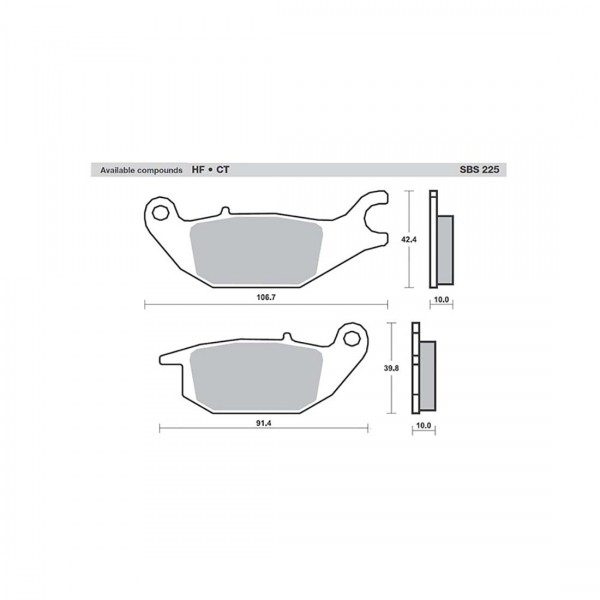 ΤΑΚΑΚΙΑ SBS 225CT SFA343 ΠΙΣΩ YAM/TRICITY12514,SUPRA-X125i HELMIN,CBR125R03-10,XLV125VIRAGO01