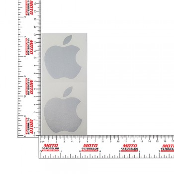 Αυτοκόλλητο Logo Apple 2τμχ Χρώμα Ασημί 13x6