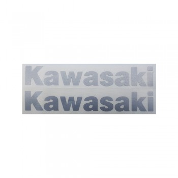 Αυτοκόλλητο Kawasaki Διπλό Ανάγλυφο Χρώμα Ασημί 11x4